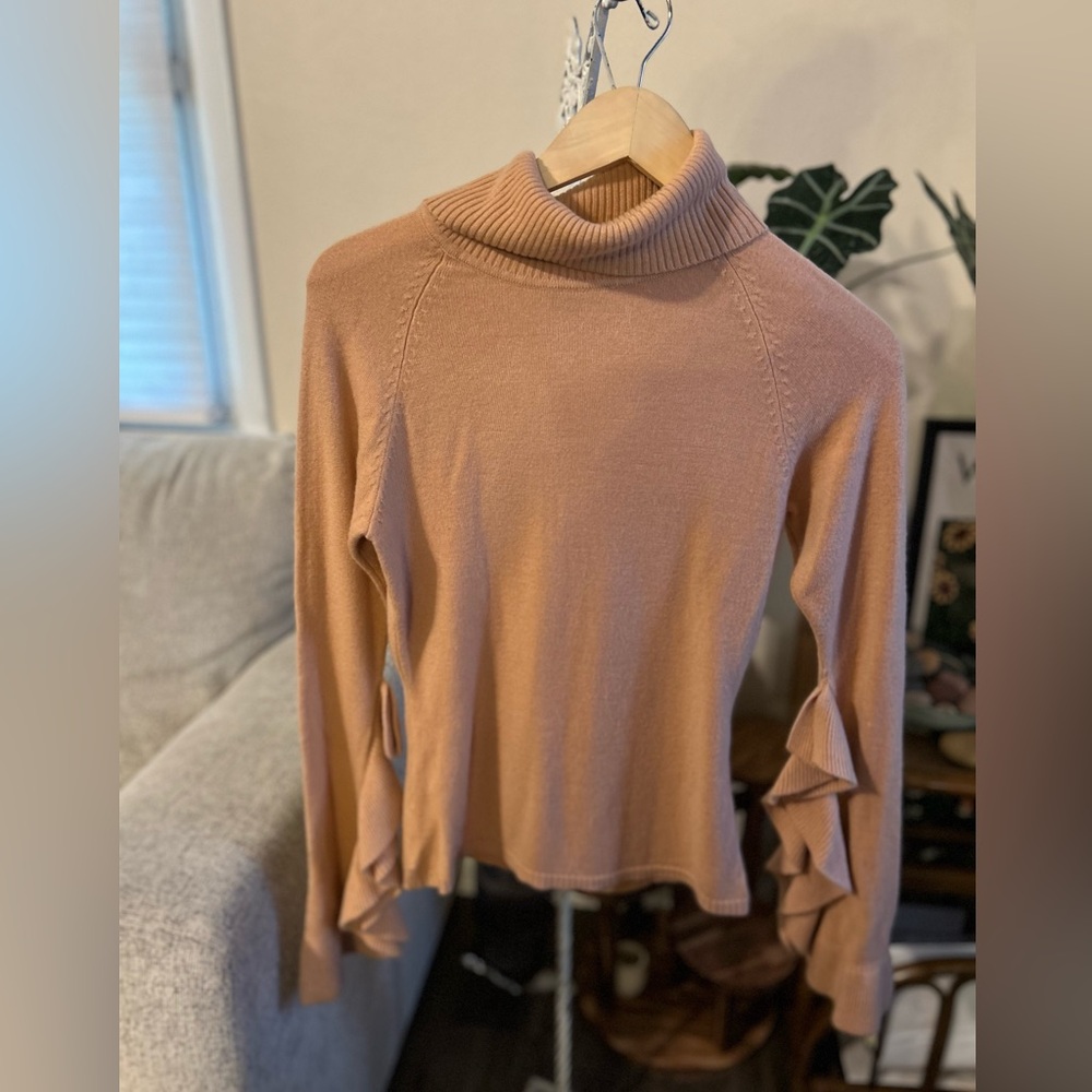 Vintage Newport News Turtleneck Sweater Women’s Small Ruffle Sleeve 90s Y2K